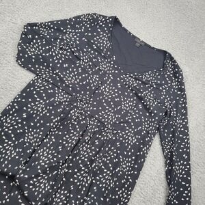 J Jill Wearever Collection Black Print Long Sleeve Petite Dress‎ Womens Small